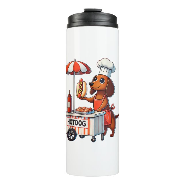 Garrafa Térmica Engraçado Dachshund Cachorro Weenie Sausage Sanduí (Frente)