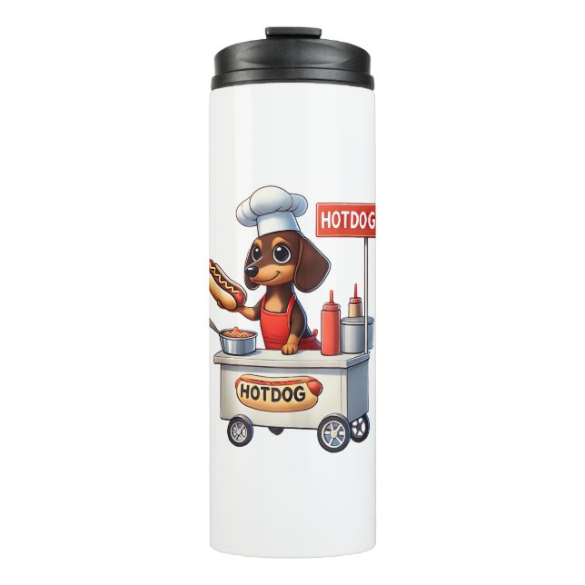 Garrafa Térmica Engraçado Dachshund Sausing Cão Weenie Hotdog Sand (Frente)