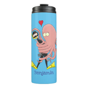 Garrafa Térmica Engraçado de polvo encantador humor de desenho ani