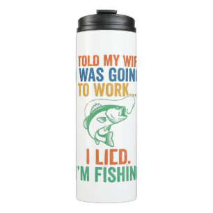 Garrafa Térmica Engraçado Eu Menti Estou Pescando Marido Pescador