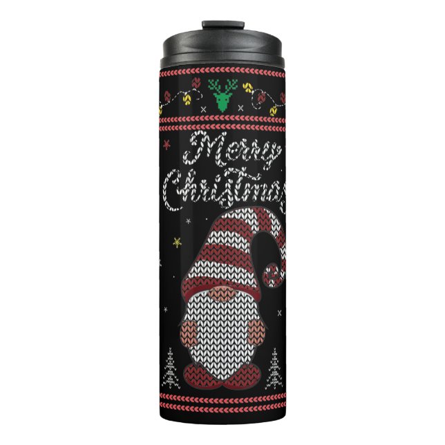 Garrafa Térmica Engraçado Gnomo Feliz Natal (Frente)