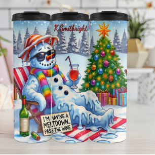 Garrafa Térmica Engraçado Meltdown Snowman com Vinho
