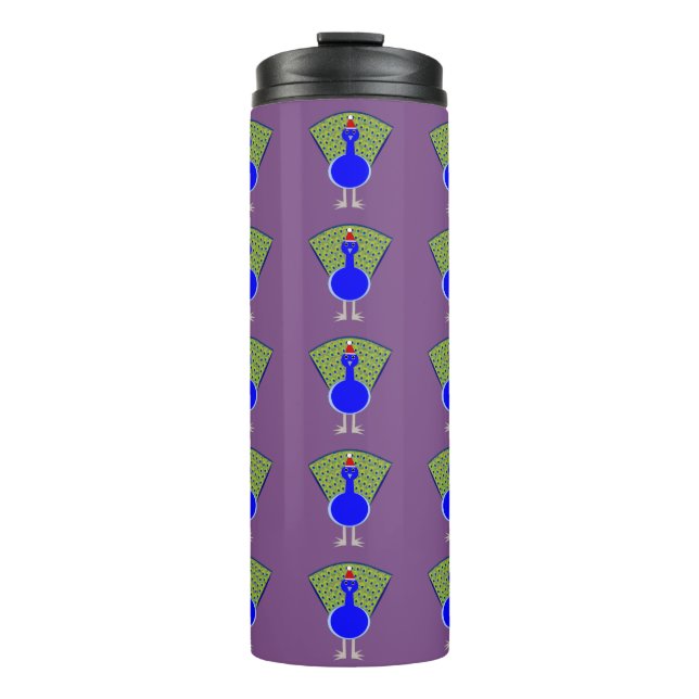 Garrafa Térmica Engraçado Peacock de Natal (Frente)