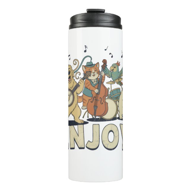 Garrafa Térmica “Enjoy – Cute Pets Playing Musical Instruments (Frente)