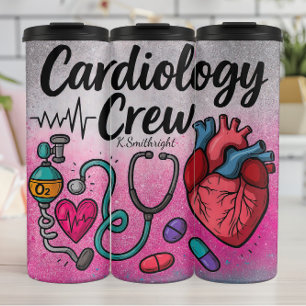 Garrafa Térmica Equipe de Cardiologia Enfermeira Desenho do Coraçã
