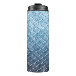 Garrafa Térmica Escalas de Sereia de Prata e Azul