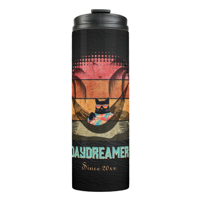 Garrafa Térmica Escape tropical de Gato Legal e Sonhador (Frente)