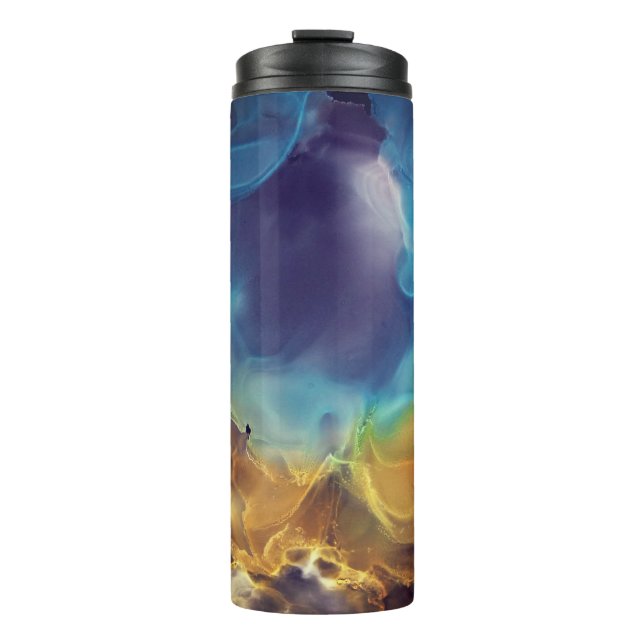Garrafa Térmica Espaço Nebula azul Amarelo Álcool Arte (Frente)