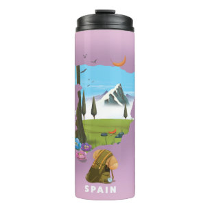 Garrafa Térmica Espanha mapa ilustrado pôster de viagem