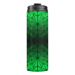 Garrafa Térmica Espelho de vidro manchado 02.Verde.Linha preta BG