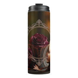 Garrafa Térmica Espelho Vitoriano Ornamentado Rosa Roxa à Luz de V