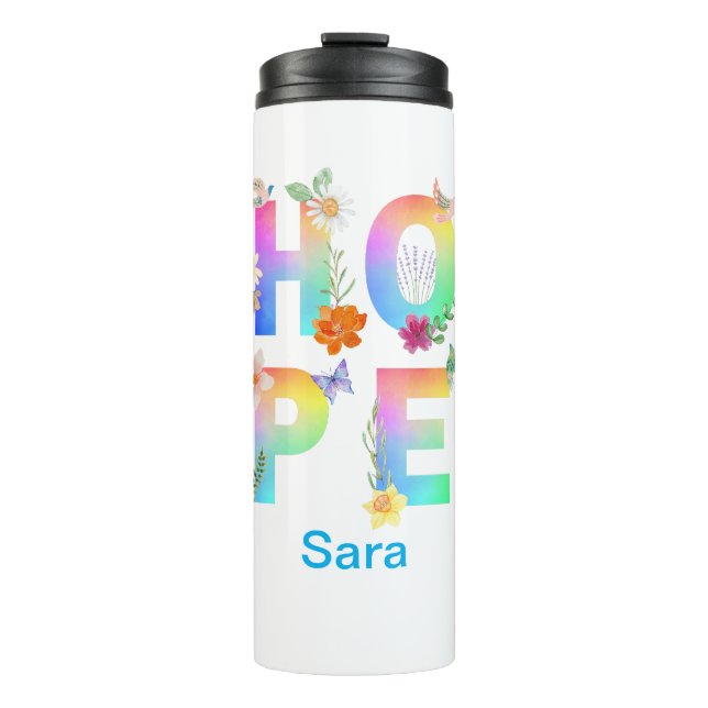 Garrafa Térmica Esperança de inspiração motivacional artística pos (Frente)