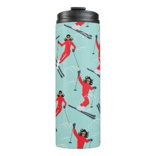 Garrafa Térmica Esportes de inverno sem costura. Jovem e bonita mu