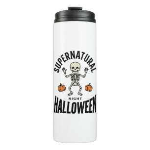 Garrafa Térmica Esqueleto Supernatural Engraçado Vintage de Hallow