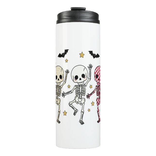 Garrafa Térmica Esqueletos de dança de Halloween (Frente)