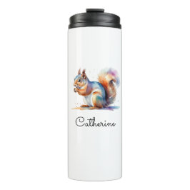 Garrafa Térmica Esquilo Aquarela Caprichosa Viagem Personalizada
