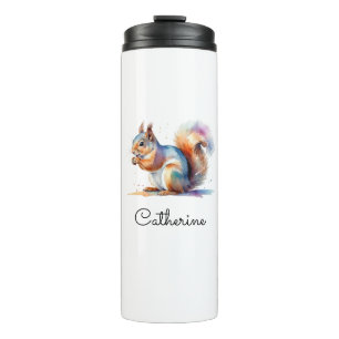 Garrafa Térmica Esquilo Aquarela Caprichosa Viagem Personalizada