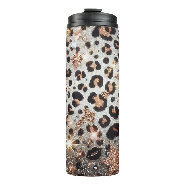 Garrafa Térmica Estampa de leopardo cintilante (Frente)