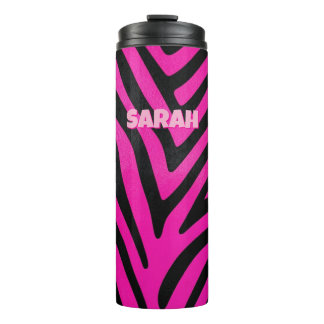 Garrafa Térmica Estampa de Zebra Rosa Personalizada