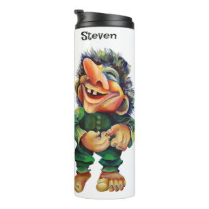 Garrafa Térmica Estandinava - Troll Engraçado Ilustração de Aquare