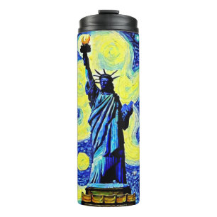 Garrafa Térmica Estátua da Noite Estrelada da Liberdade em Nova Io