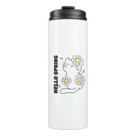 Garrafa Térmica Estética Minimalista Olá Primavera Gato & Margarid