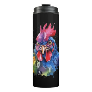Garrafa Térmica Estilo de Aquarela de Galinha do País Rooster
