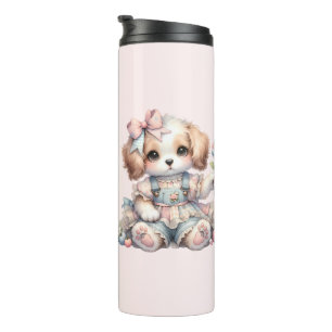 Garrafa Térmica Estilo de Cachorro Cottagecore Kawaii Aconchegante
