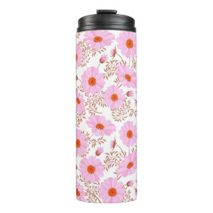 Garrafa Térmica Estilo de colheita da flor da margarida rosa sem c