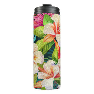 Garrafa Térmica Estilo de Pintura a Óleo Floral Tropical