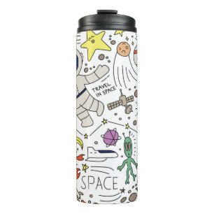 Garrafa Térmica Estilo de porta, ilustração do tema espacial.