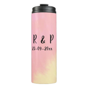 Garrafa Térmica estilo de texto minimalista simples branco casamen