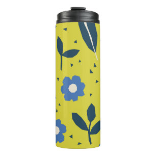 Garrafa Térmica Estilo escandinavo, padrão floral uniforme.