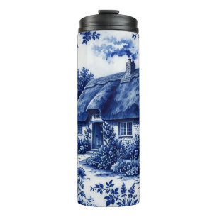 Garrafa Térmica Estilo Flow Blue Inglês Cottage Campo Rosas
