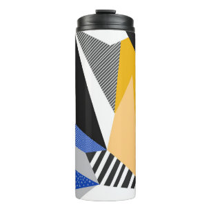 Garrafa Térmica Estilo Memphis: Colagem Geométrica Criativa.