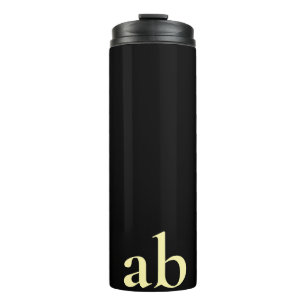 GARRAFA TÉRMICA  ESTILO MODERNO NOME PERSONALIZADO PRETO BEGE GINÁS