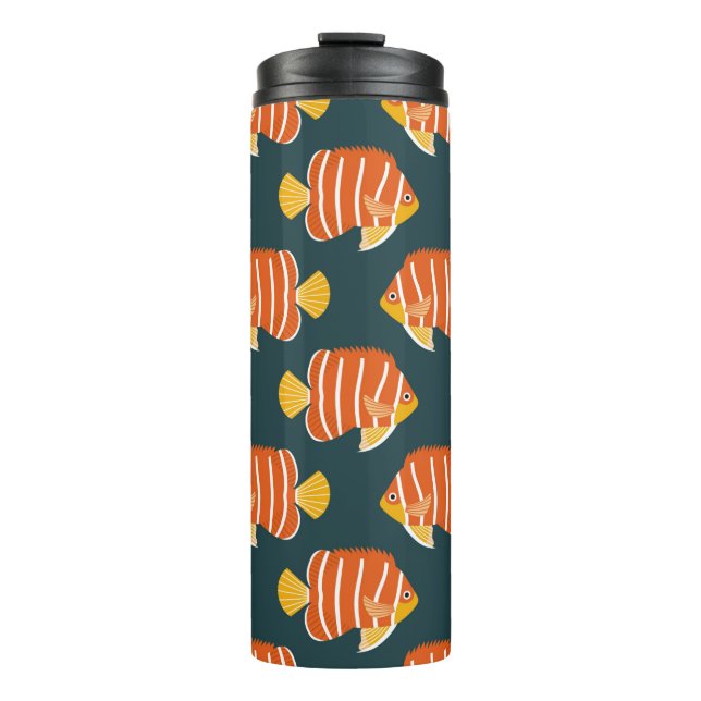 Garrafa Térmica Estilo perfeito de colheita com peixe. Design cria (Frente)