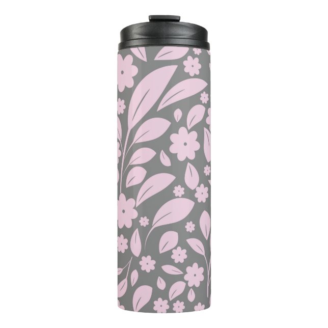 Garrafa Térmica Estilos de vindima sem costura com flores rosa e f (Frente)