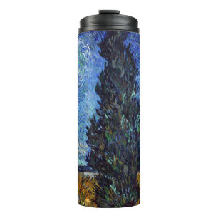 Garrafa Térmica Estrada com Ciprestes Impressionismo de Van Gogh
