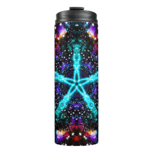 Garrafa Térmica Estrelas Coloridas Fractais Universo Mandala Estre