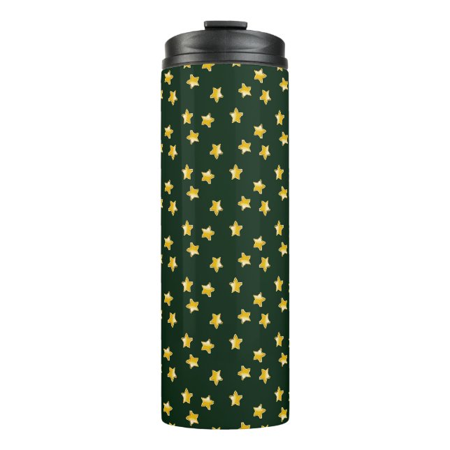Garrafa Térmica Estrelas Douradas em verde (Frente)