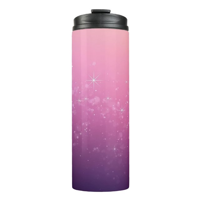 Garrafa Térmica Estrelas No Espaço Rosa (Frente)