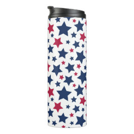 Garrafa Térmica Estrelas Vermelhas e Azuis - Padrão de bandeira Am