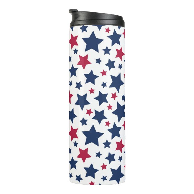 Garrafa Térmica Estrelas Vermelhas e Azuis - Padrão de bandeira Am (Rotação à direita)