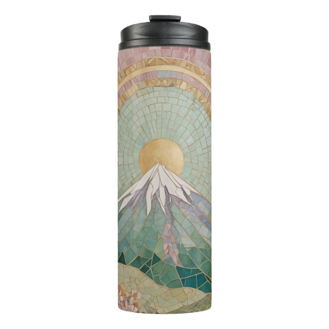 Garrafa Térmica Ethereal Bloom: Pastel Mosaic Volcano in Spring (Frente)
