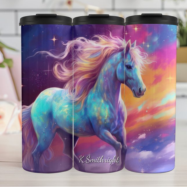 Garrafa Térmica Ethereal Horse Pink Mane Stars (Criador carregado)