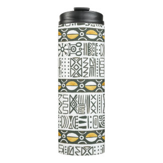 Garrafa Térmica Etnia africana, padrão sem costura de aquarela.