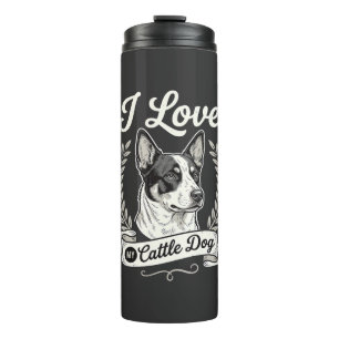 Garrafa Térmica Eu Amo Meu Cattle Dog Cachorro Antigo Amante de Ca