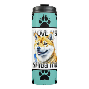 Garrafa Térmica Eu Amo Minha Shiba Inu   Proprietário do cão