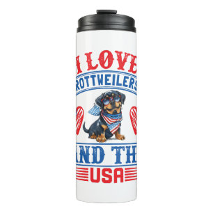 Garrafa Térmica Eu amo Rottweilers e os EUA